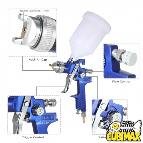 Aerografo HVLP Ugello 1,4 mm con Serbatoio Superiore per Compressione Ideale per Primer Cubicatura