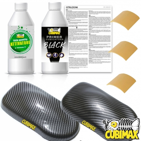 Kit Inizio Cubicatura Carbonio 2 MQ + Attivatore + Primer Nero + 3 Carta Abrasiva 400